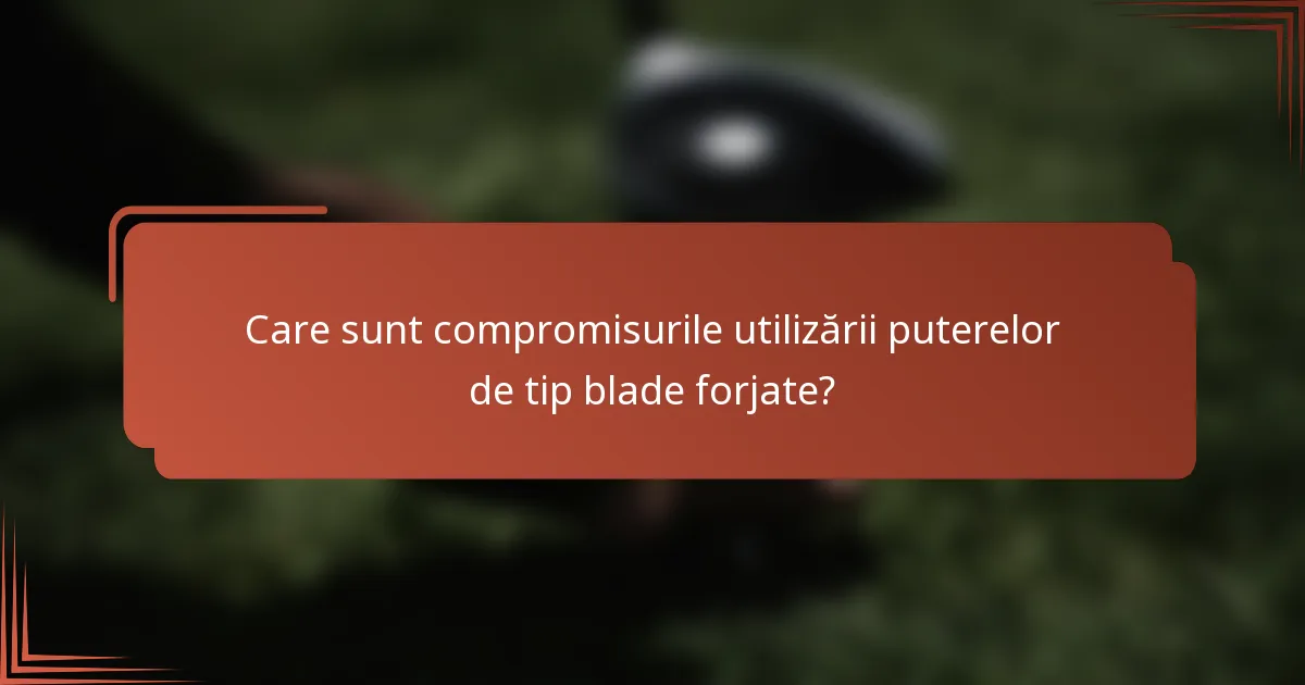 Care sunt compromisurile utilizării puterelor de tip blade forjate?