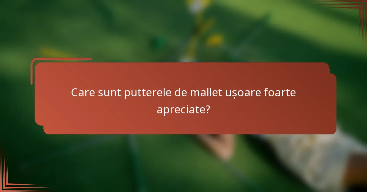 Care sunt putterele de mallet ușoare foarte apreciate?