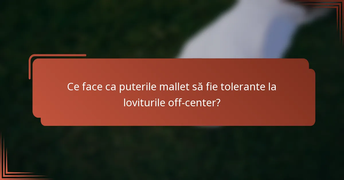 Ce face ca puterile mallet să fie tolerante la loviturile off-center?