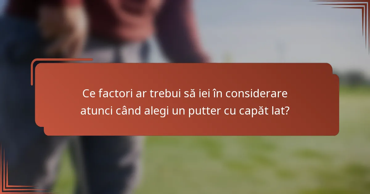Ce factori ar trebui să iei în considerare atunci când alegi un putter cu capăt lat?