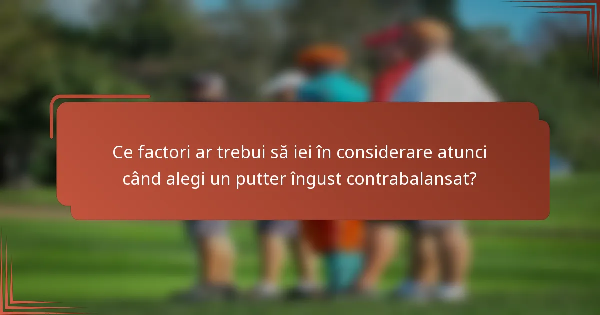 Ce factori ar trebui să iei în considerare atunci când alegi un putter îngust contrabalansat?