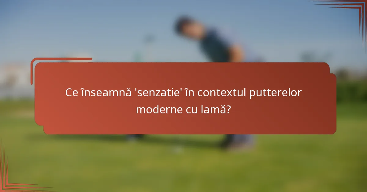 Ce înseamnă 'senzatie' în contextul putterelor moderne cu lamă?