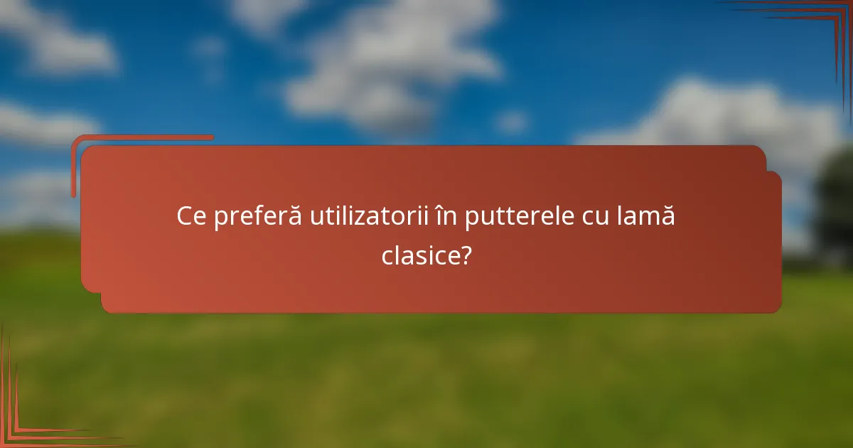Ce preferă utilizatorii în putterele cu lamă clasice?