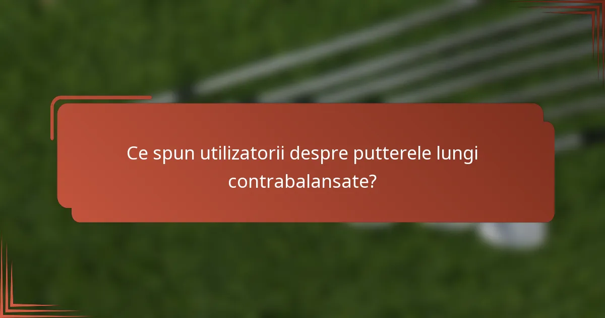 Ce spun utilizatorii despre putterele lungi contrabalansate?