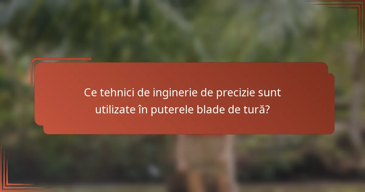 Ce tehnici de inginerie de precizie sunt utilizate în puterele blade de tură?