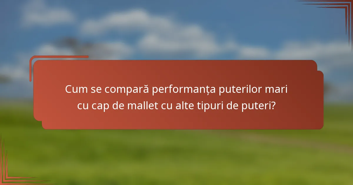 Cum se compară performanța puterilor mari cu cap de mallet cu alte tipuri de puteri?