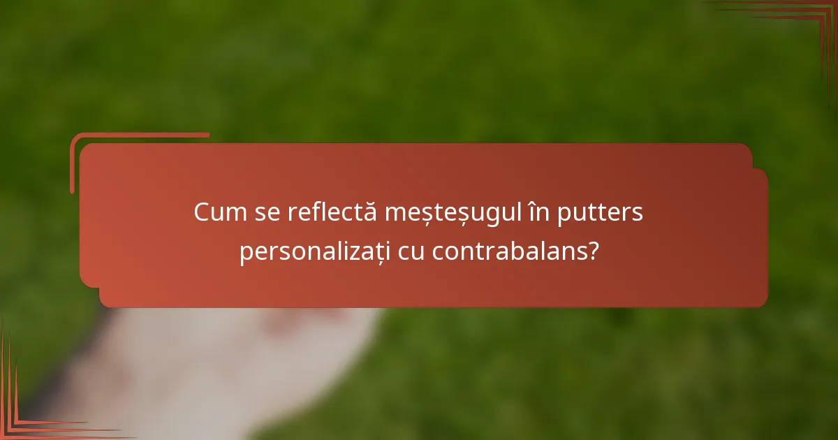 Cum se reflectă meșteșugul în putters personalizați cu contrabalans?