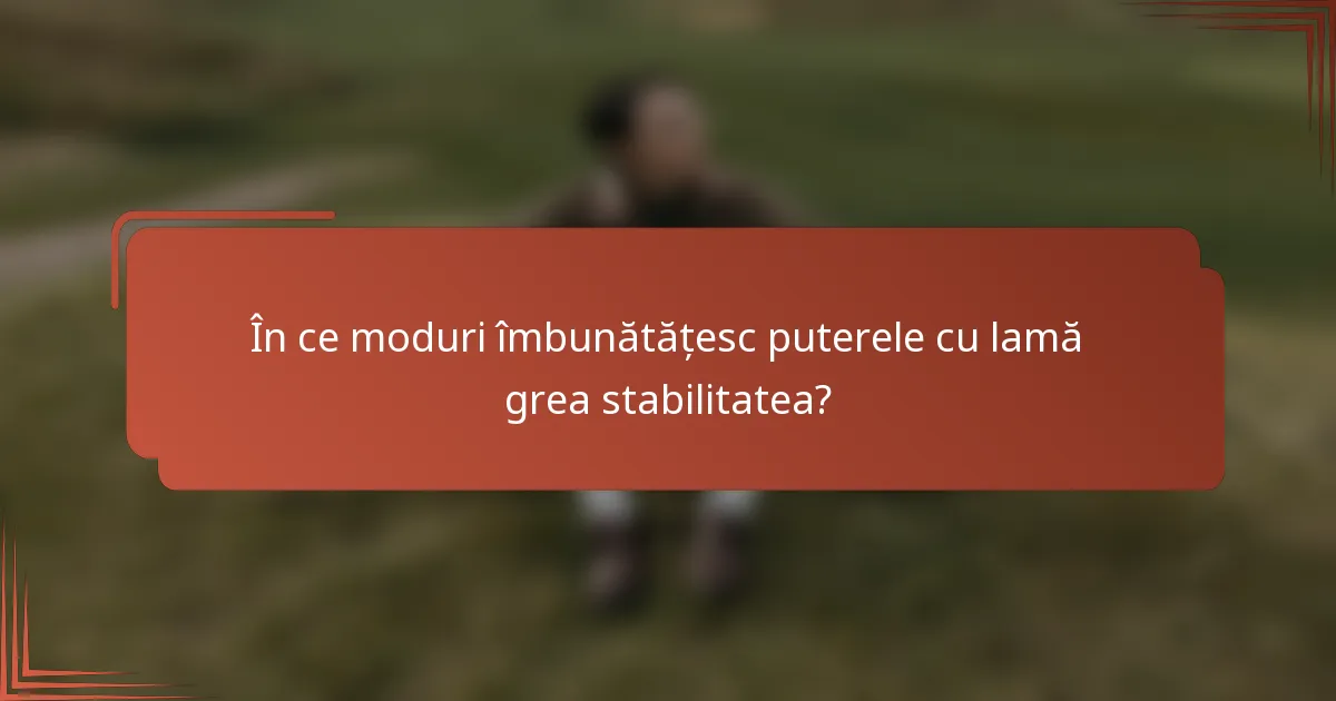 În ce moduri îmbunătățesc puterele cu lamă grea stabilitatea?